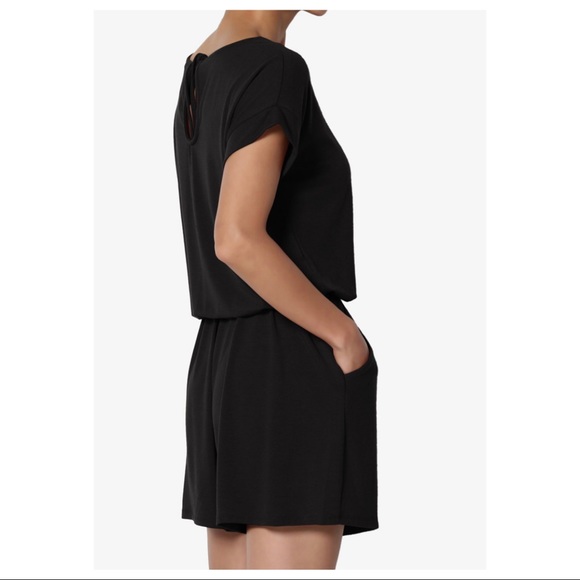 #03 Black soft chic romper jumpsuit - Picture 4 of 7